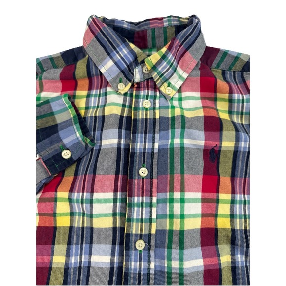 Ralph Lauren Boys Multi Color‎ Plaid Cotton Button Down Shirt, Logo, Size 6 - Picture 1 of 6